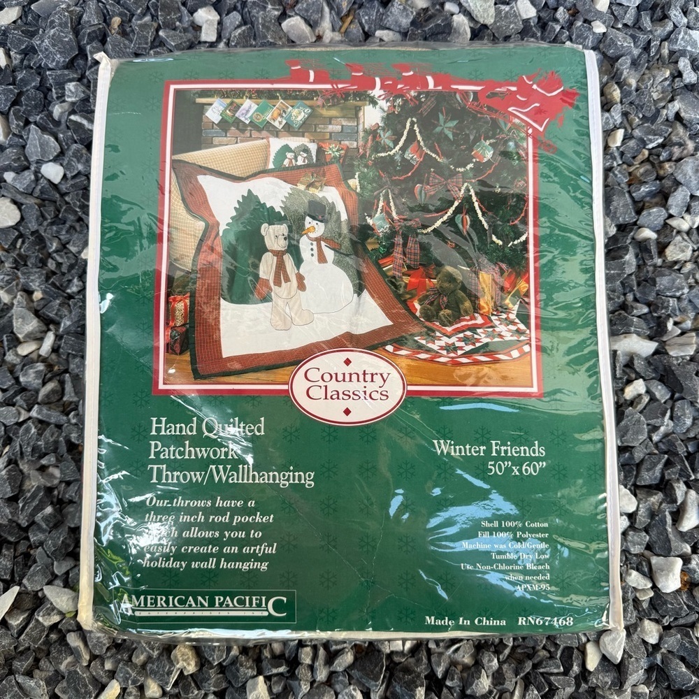 American Pacific Country Classics Winter Friends Hand Quilted Patchwork Throw